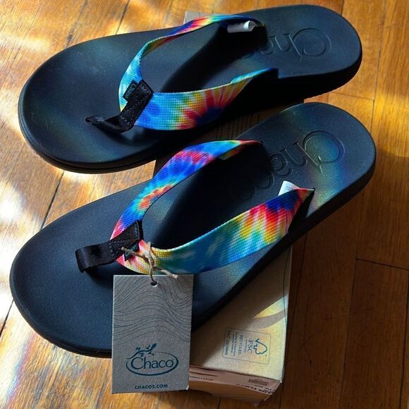 Chaco Men's Chillos Flip Flops - Dark Tie Dye New Size 11 - Picture 3 of 5